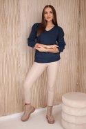Sweter z dekoltem V jeansowy  
