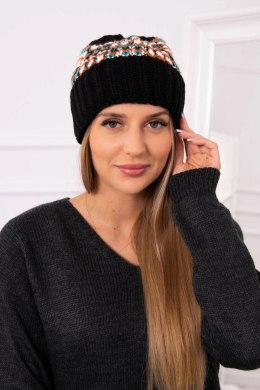 Czapka damska Iris K348 czarny+miętowy  