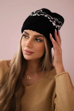 Czapka damska Kira K374 czarny+biały  