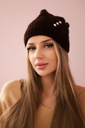 Czapka damska Klarysa K394 brązowa  