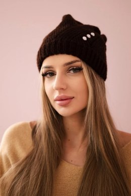Czapka damska Klarysa K394 brązowa  