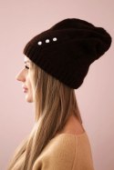 Czapka damska Klarysa K394 brązowa  