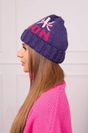 Czapka damska London K385 ciemny fioletowy  