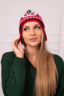 Czapka damska Maryla K406 czerwony+biały+czarny  