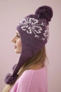Czapka damska uszatka Balbina K381 fioletowa  