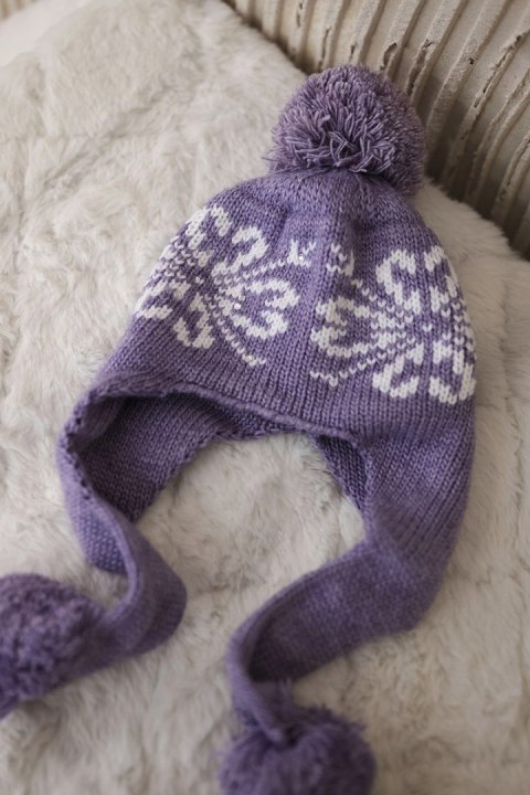 Czapka damska uszatka Balbina K381 jasno fioletowa  