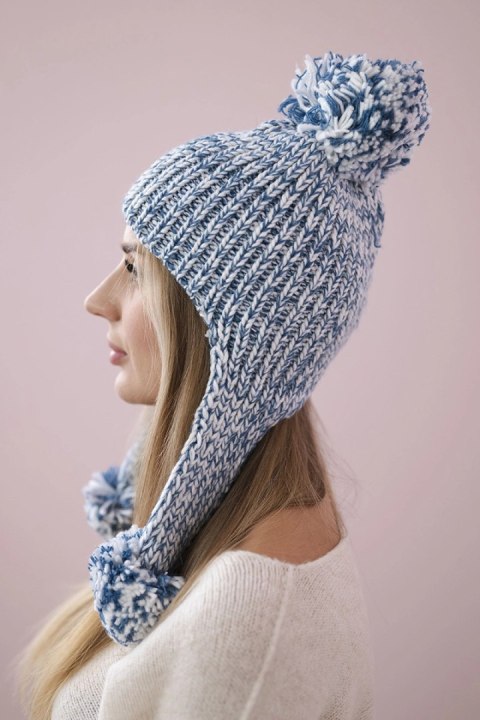 Czapka damska uszatka Emma K343 jeansowa  