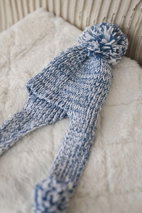 Czapka damska uszatka Emma K343 jeansowa  