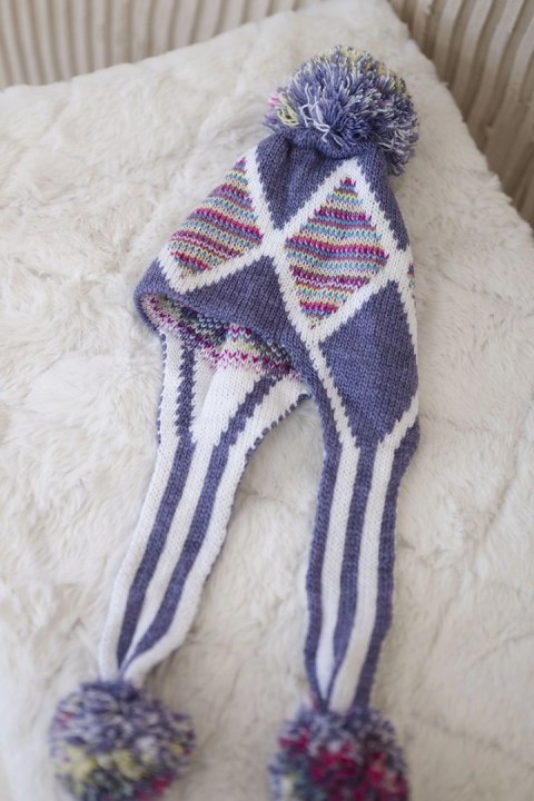 Czapka damska uszatka Eunika K322 fioletowy  