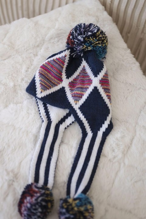 Czapka damska uszatka Eunika K322 granatowa  