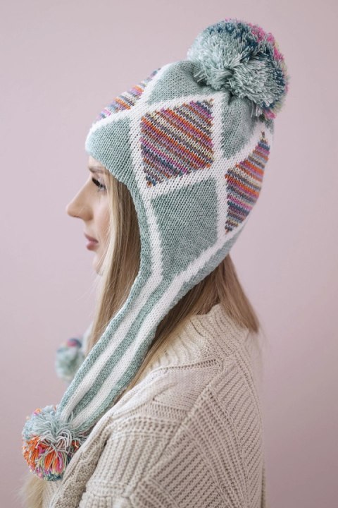 Czapka damska uszatka Eunika K322 miętowa  