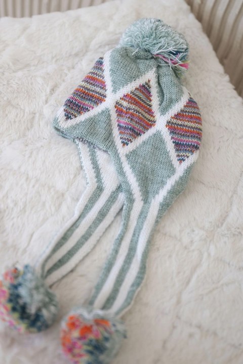 Czapka damska uszatka Eunika K322 miętowa  