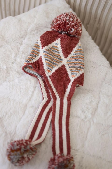 Czapka damska uszatka Eunika K322 ruda  