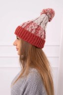 Czapka damska z pomponem Abigail K326 rudy+beżowy  