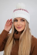 Czapka damska z pomponem Ellen K325 biała  
