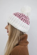 Czapka damska z pomponem Ellen K325 biała  