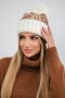 Czapka damska z pomponem Ellen K325 ecru  