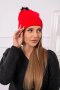 Czapka damska z pomponem Judyta K347 czerwona  