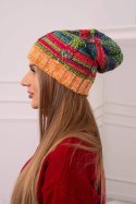 Czapka z polarem Klaudia K255 zielony neon+pomarańczowy  