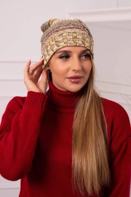 Czapka z polarem Monika K256 brązowy+żółty  