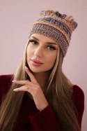 Czapka z polarem Patrycja K254 jeansowy+musztardowy  
