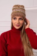 Czapka z polarem Patrycja K254 khaki+camelowy  
