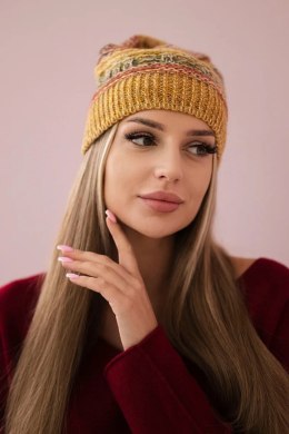 Czapka z polarem Patrycja K254 musztardowy+khaki  