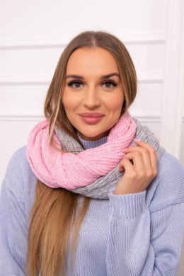 KN14 Komin damski dwukolorowy jasny różowy+szary  