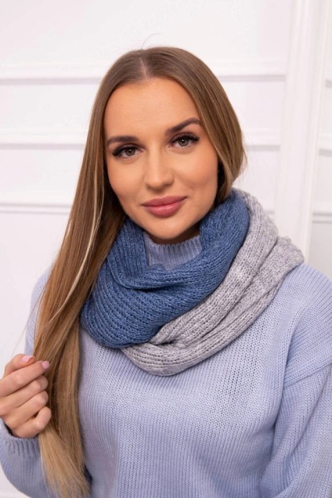 KN14 Komin damski dwukolorowy jeansowy+szary  