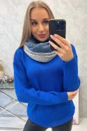 KN14 Komin damski dwukolorowy jeansowy+szary  