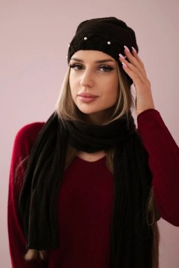 Komplet damski z szalem Melania K389 brązowy  