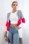 Sweter Kardigan w pasy szary+malinowy  