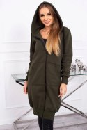 Bluza ocieplana długa z kapturem khaki  