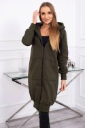 Bluza ocieplana długa z kapturem khaki  