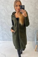 Bluza ocieplana długa z kapturem khaki  