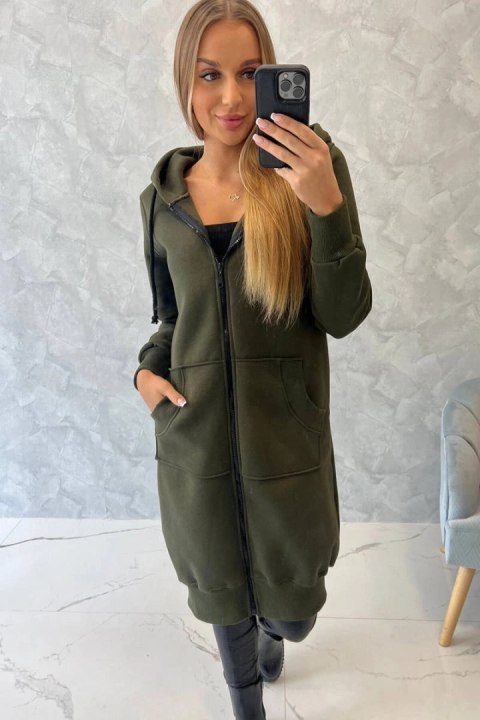 Bluza ocieplana długa z kapturem khaki Bluza ocieplana długa z kapturem khaki
