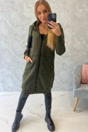 Bluza ocieplana długa z kapturem khaki  