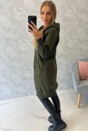 Bluza ocieplana długa z kapturem khaki  