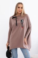 Bluza oversize z asymetrycznymi bokami mocca  