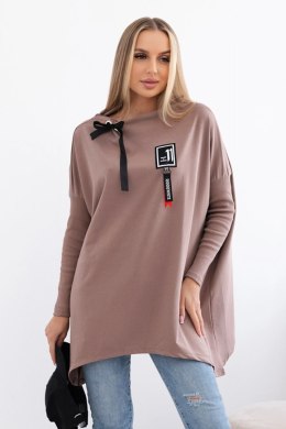 Bluza oversize z asymetrycznymi bokami mocca  