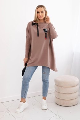 Bluza oversize z asymetrycznymi bokami mocca  