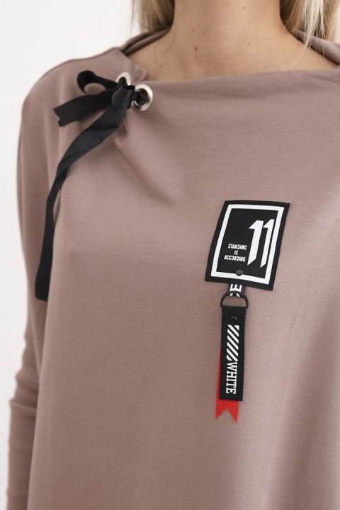 Bluza oversize z asymetrycznymi bokami mocca Bluza oversize z asymetrycznymi bokami mocca