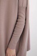 Bluza oversize z asymetrycznymi bokami mocca  