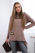 Bluza z długim tyłem i kapturem mocca  