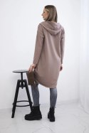 Bluza z długim tyłem i kapturem mocca  