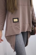 Bluza z długim tyłem i kapturem mocca  