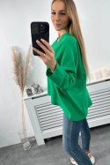 Bluzka muślinowa z podwijanym rękawem zielona  