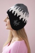 Czapka damska Nikol K405 ciemny szary+biały+czarny  