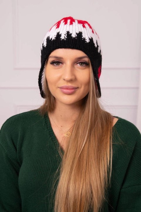 Czapka damska Nikol K405 czerwony+biały+czarny  