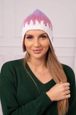 Czapka damska Nikol K405 fioletowy+ciemny różowy+biały  